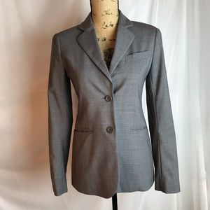 Theory Two Button Gray Wool Blend Blazer Women’s Sz 0 Classic Career